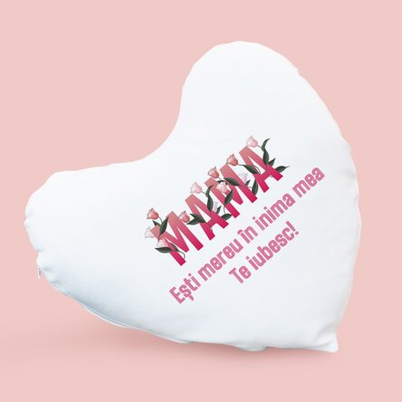 Pernă personalizată în formă de inimă - Mamă dragă