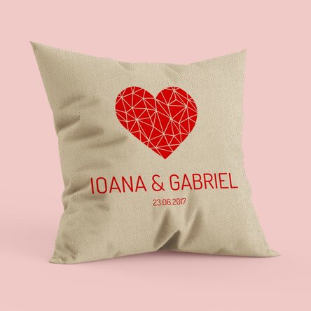 Pernă personalizată - Inimă geometrică - In