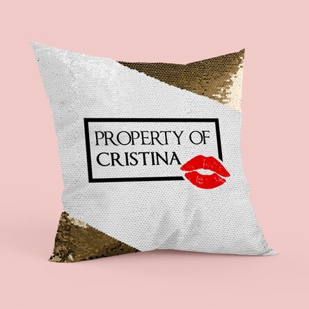 Pernă personalizată - Property Of - Paiete aurii