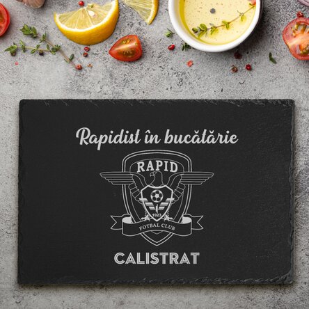 Placă de ardezie gravată FC Rapid personalizată cu nume și mesaj