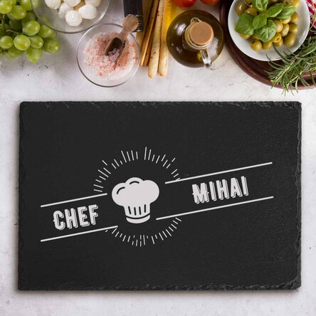 Placă de ardezie gravată personalizată cu text - Chef Profesional