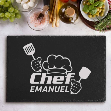 Placă de ardezie gravată personalizată cu text - Chef Puternic