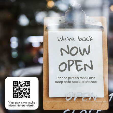 Plachetă personalizată cu cod QR și text