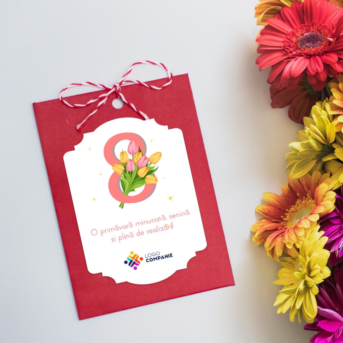 Pliculeț cu semințe de flori personalizat cu logo și mesaj - 8 martie