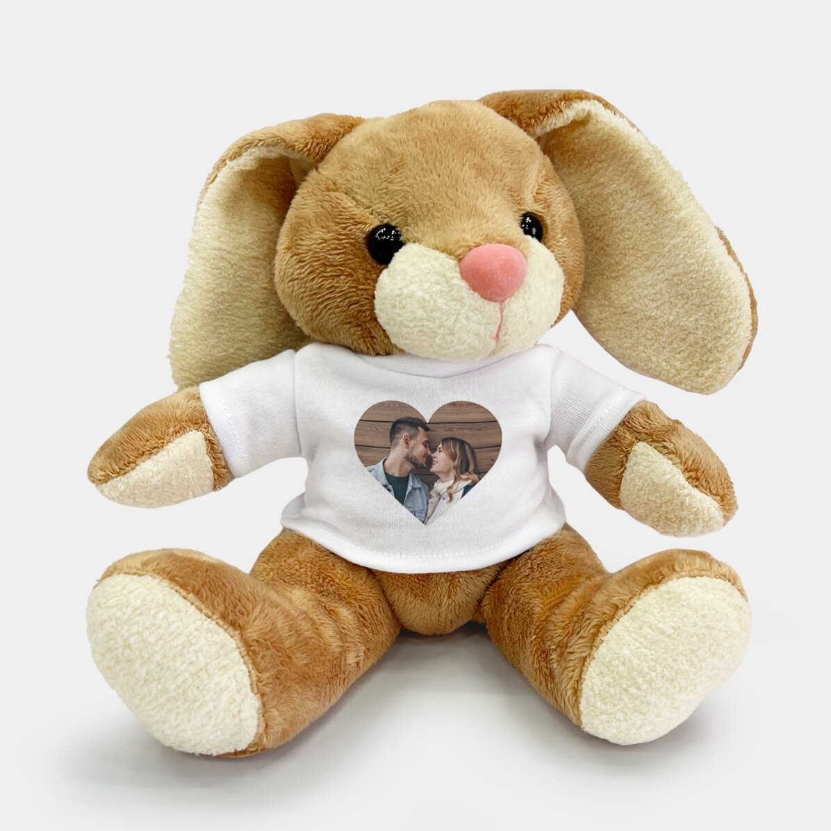 Pluș iepure personalizat cu o poză - Model inimă