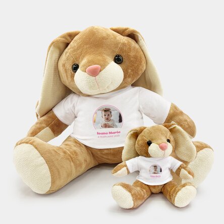 Pluș iepure personalizat cu o poză și text - Baby girl