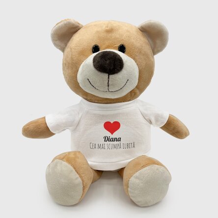 Pluș ursuleț personalizat cu text - Inimă