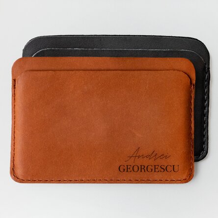 Portofel din piele personalizat cu 2 nume 