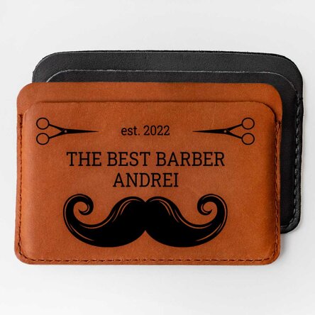 Portofel din piele personalizat cu mesaj - Barber 
