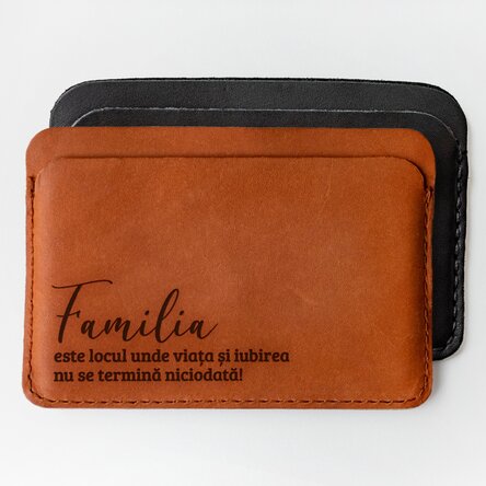 Portofel din piele personalizat cu mesaj - Familia 