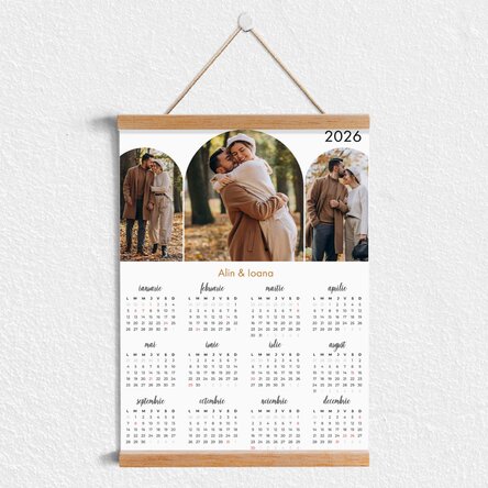 Poster calendar cu agățătoare personalizat cu 3 poze și nume