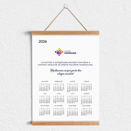 Poster calendar cu agățătoare personalizat cu logo și text