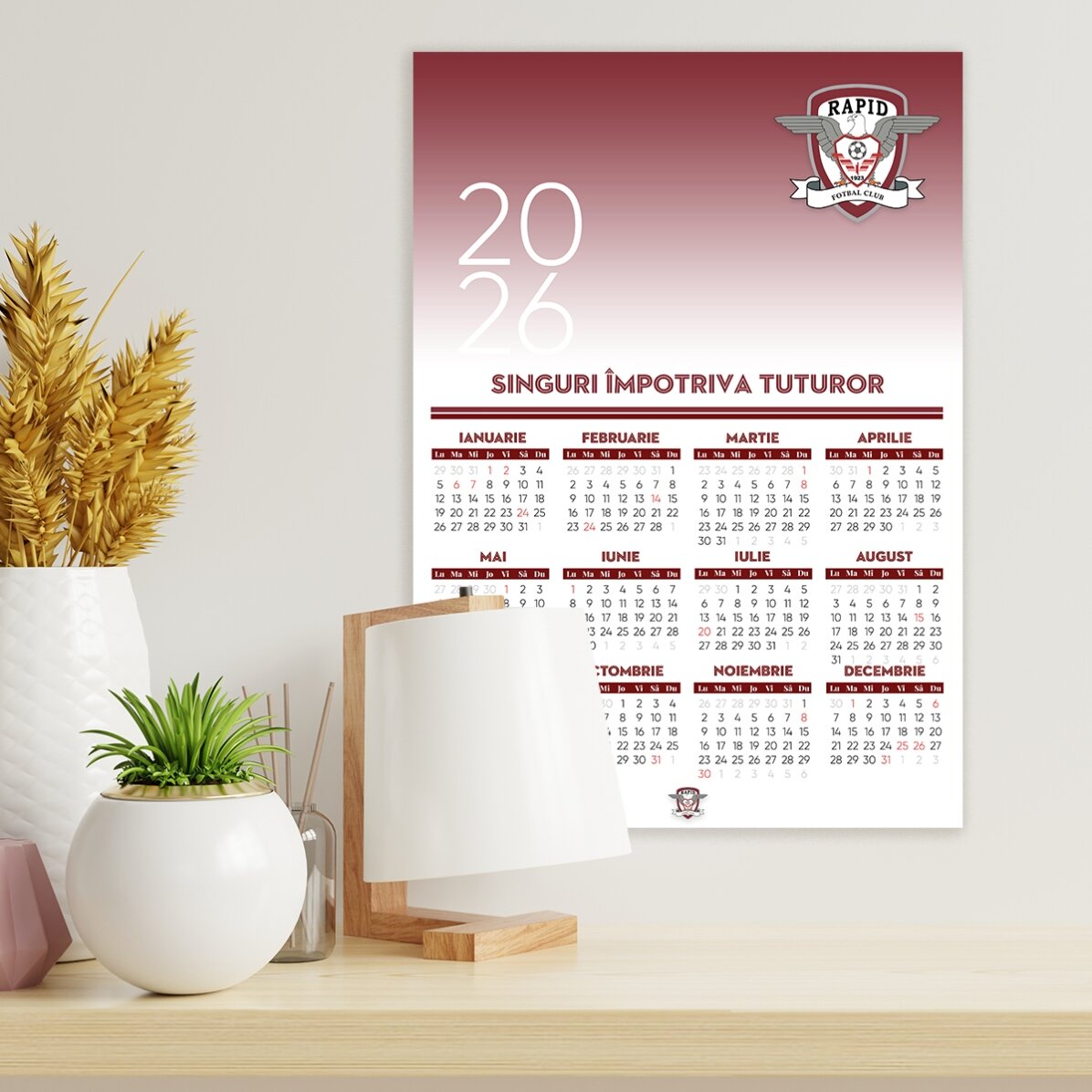 Poster calendar FC Rapid personalizat cu text - Singuri împotriva tuturor