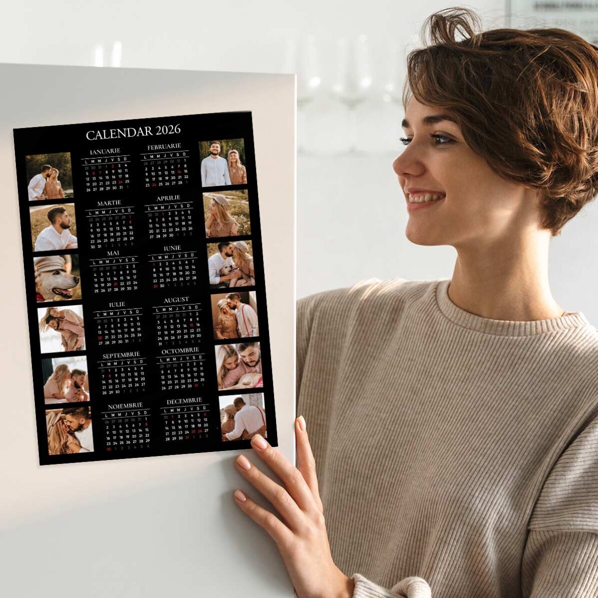 Poster calendar personalizat cu 12 poze și text 