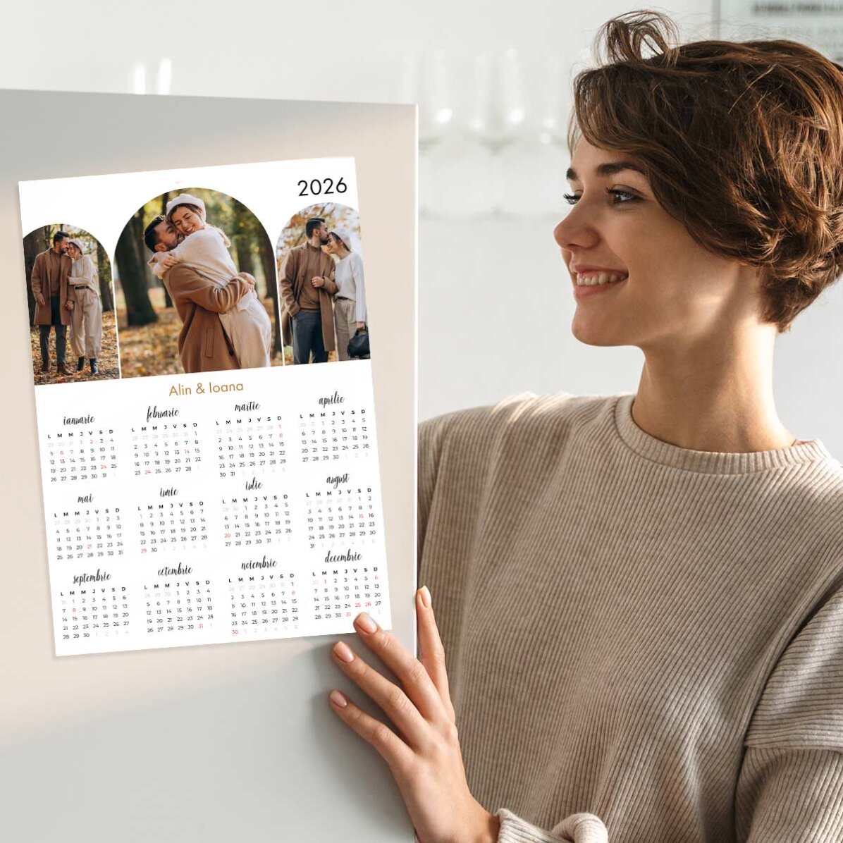 Poster calendar personalizat cu 3 poze și nume