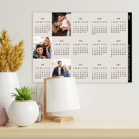 Poster calendar personalizat cu 3 poze și text