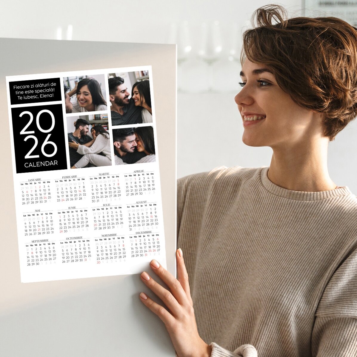Poster calendar personalizat cu 4 poze și mesaj