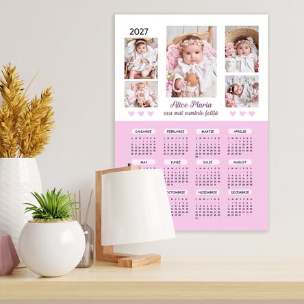 Poster calendar personalizat cu 5 poze și text - Baby