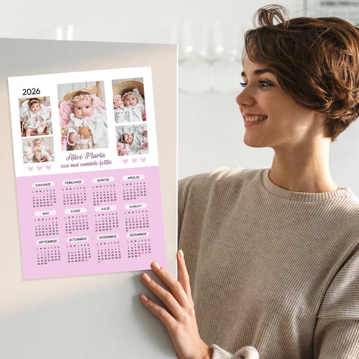 Poster calendar personalizat cu 5 poze și text - Baby