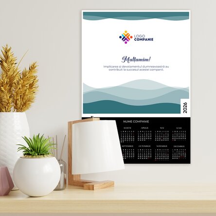 Poster calendar personalizat cu logo și text -  Mulțumim!