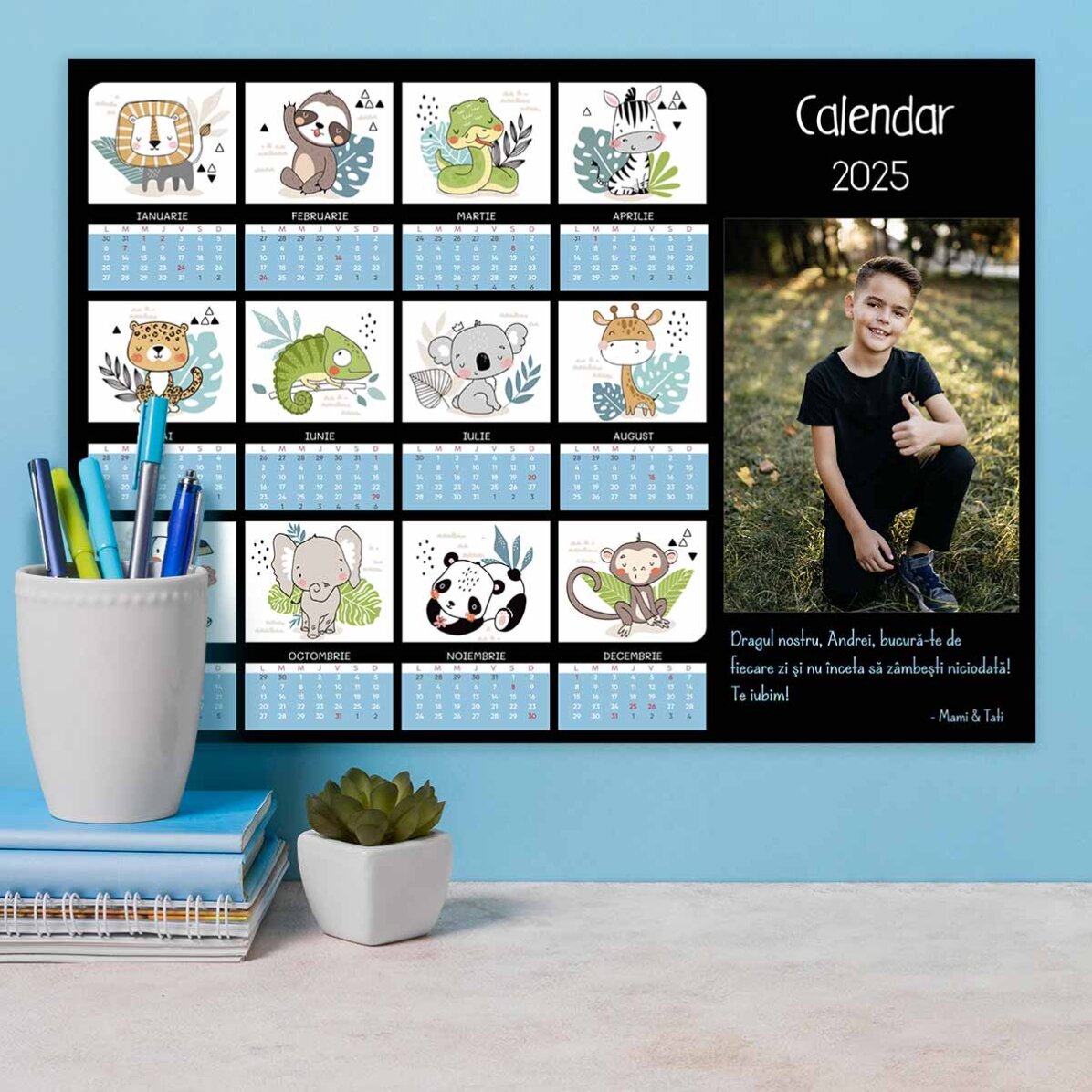 Poster calendar personalizat cu o poză și mesaj - Kids