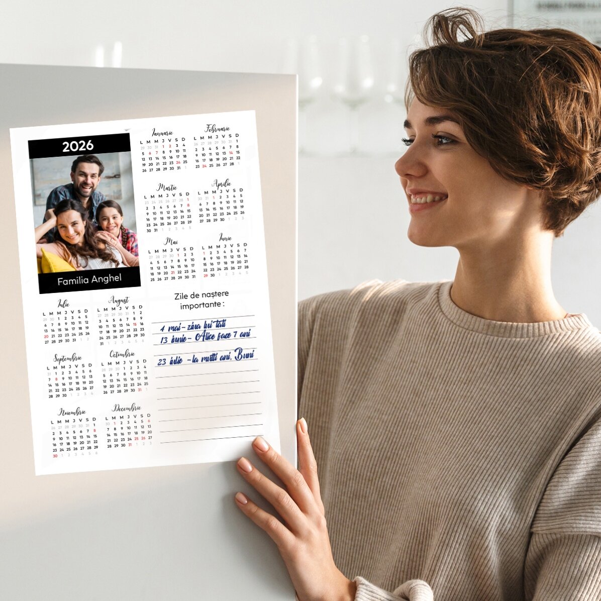 Poster calendar personalizat cu o poză și mesaj - Notițe