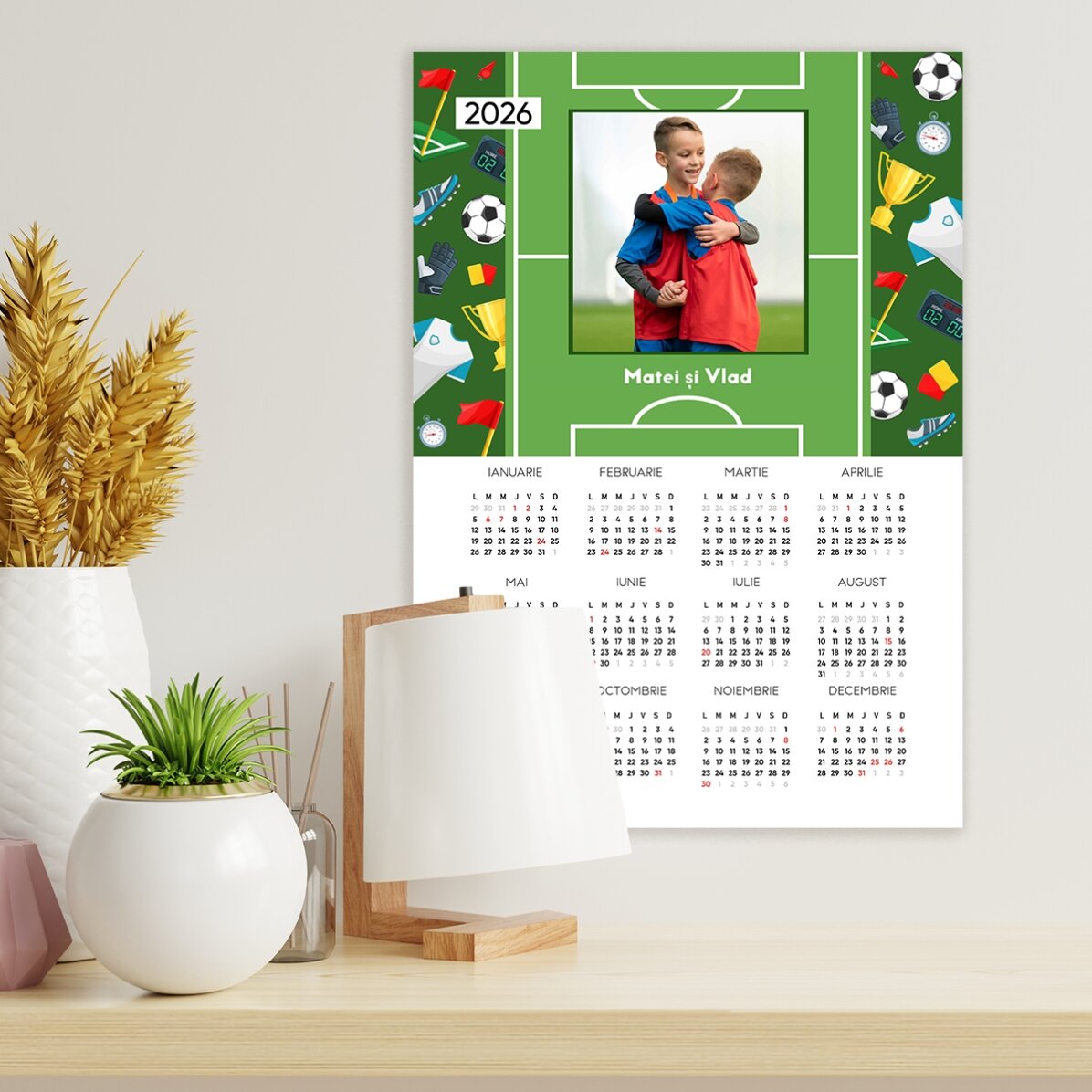 Poster calendar personalizat cu o poză și text - Fotbal 