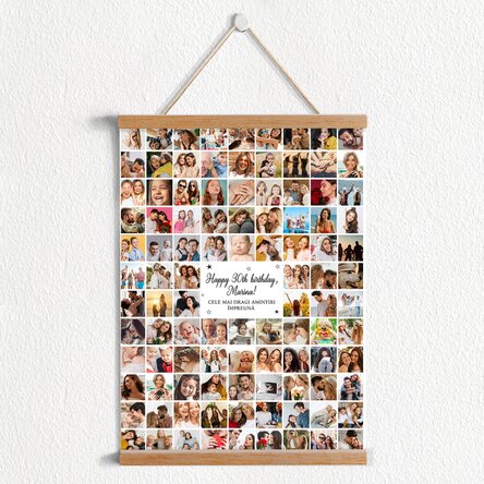 Poster cu agățătoare personalizat cu 102 poze și mesa