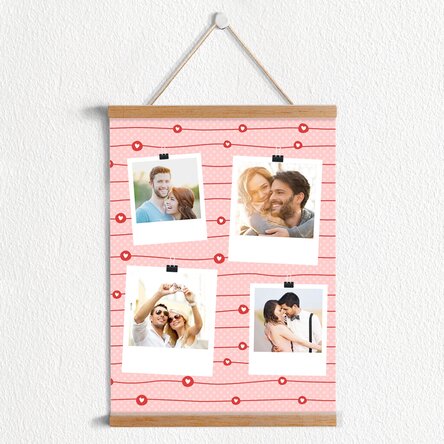 Poster cu agățătoare personalizat cu 4 poze de Valentine