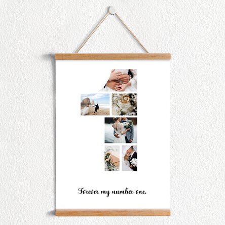 Poster cu agățătoare personalizat cu 6 poze model numărul 1 și mesaj text