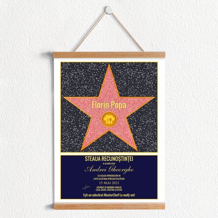 Poster cu agățătoare personalizat Steaua recunoștinței pentru bucătari