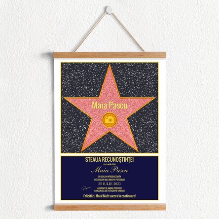 Poster cu agățătoare personalizat Steaua recunoștinței pentru fotografi