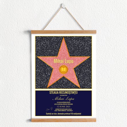 Poster cu agățătoare personalizat - steaua recunoștinței pentru profesori