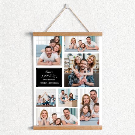 Poster cu agățătoare personalizat cu 7 poze de familie