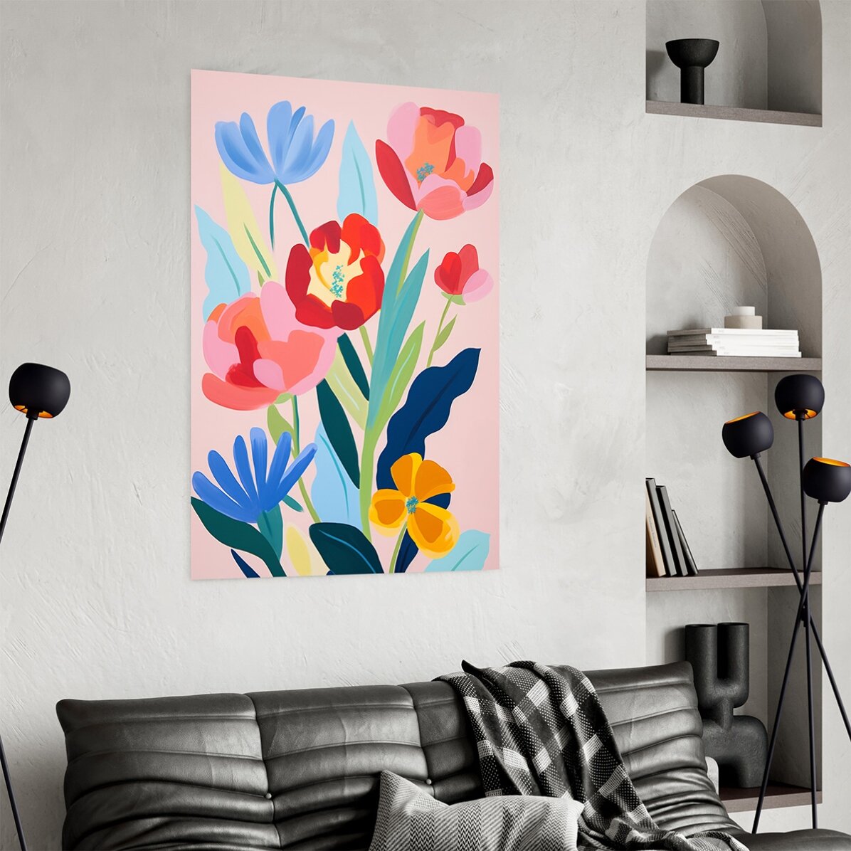 Poster Ilustrație flori colorate, desenate 2