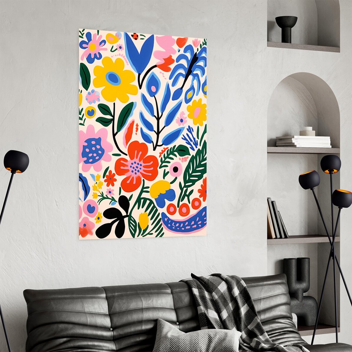 Poster Ilustrație flori colorate, desenate 3