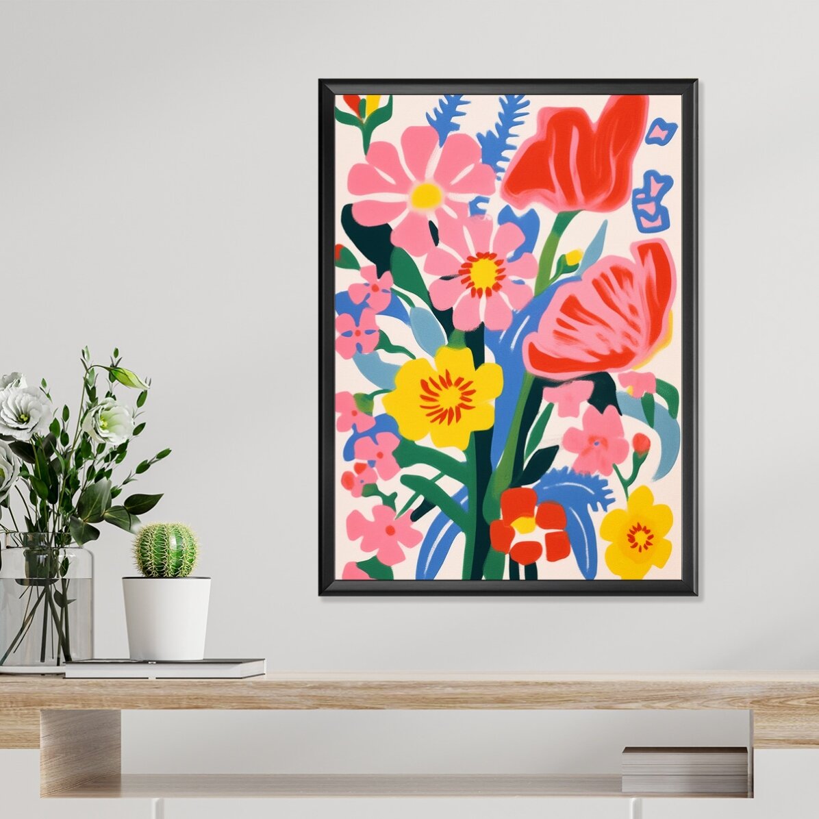 Poster Ilustrație flori colorate, desenate 1