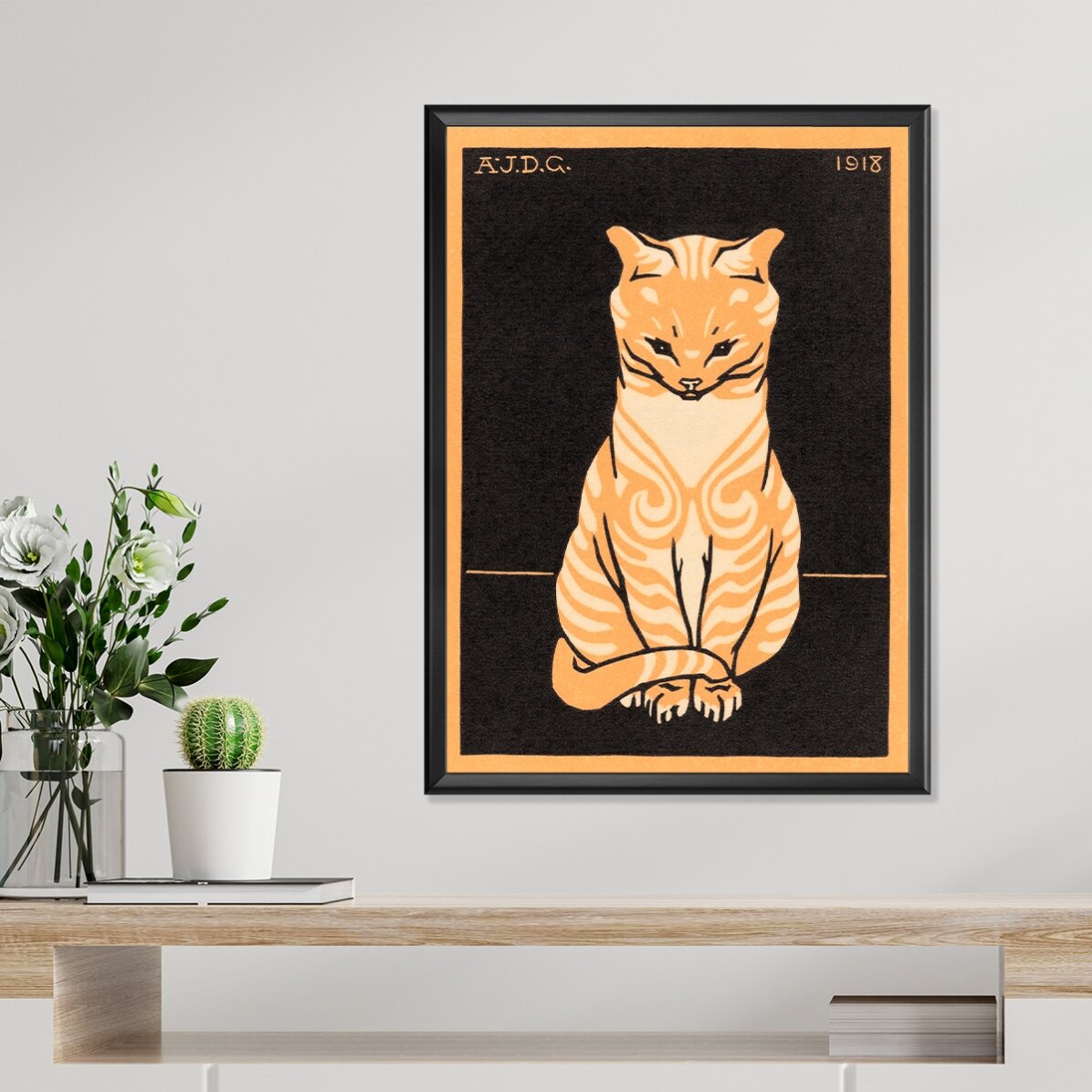 Poster Julie de Graag, Sitting cat 1918