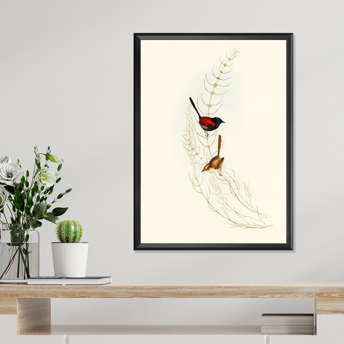 Poster Păsări colorate pe creangă