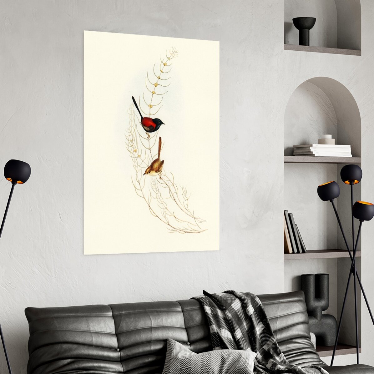 Poster Păsări colorate pe creangă