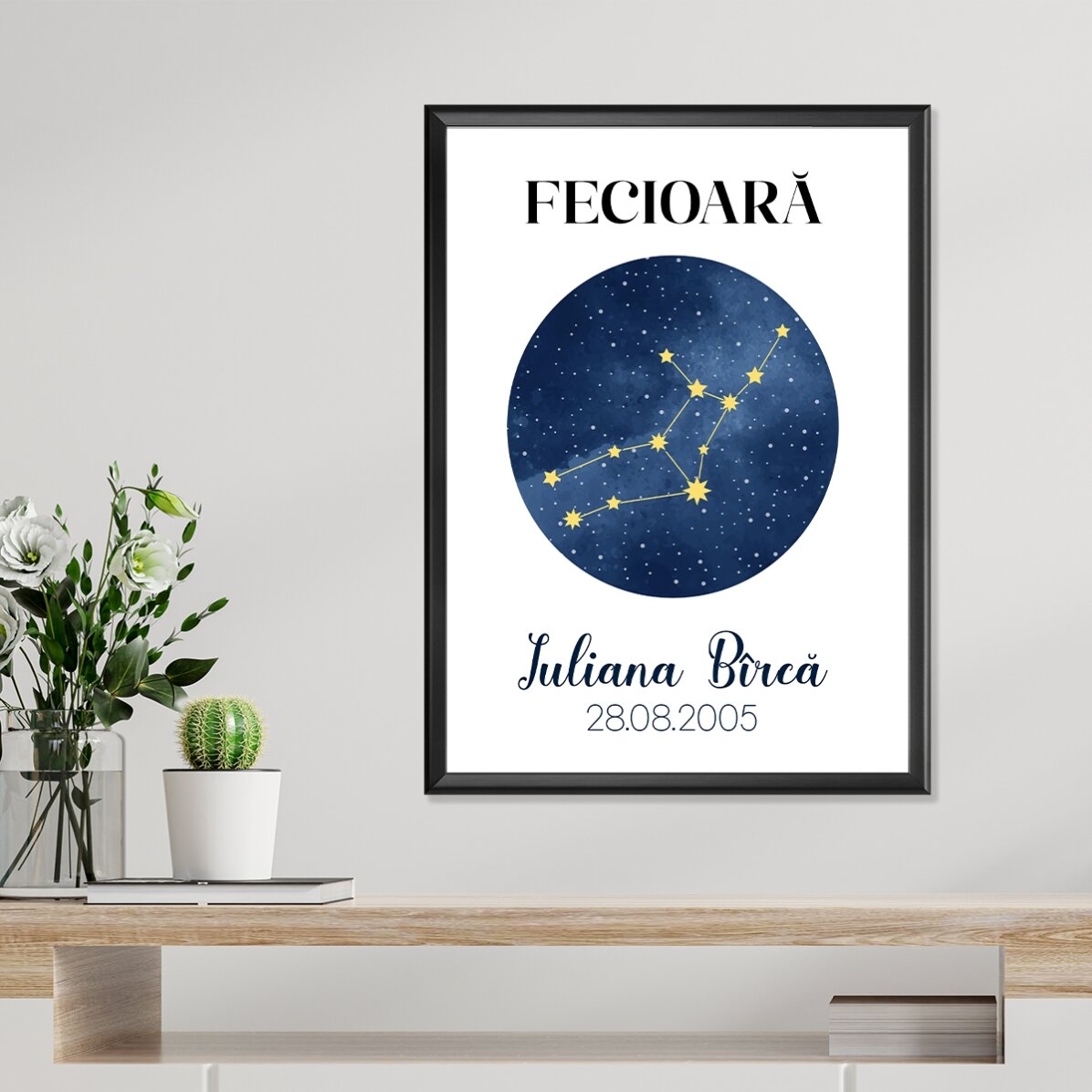 Poster personalizat cu text - Constelația zodiei Fecioară 