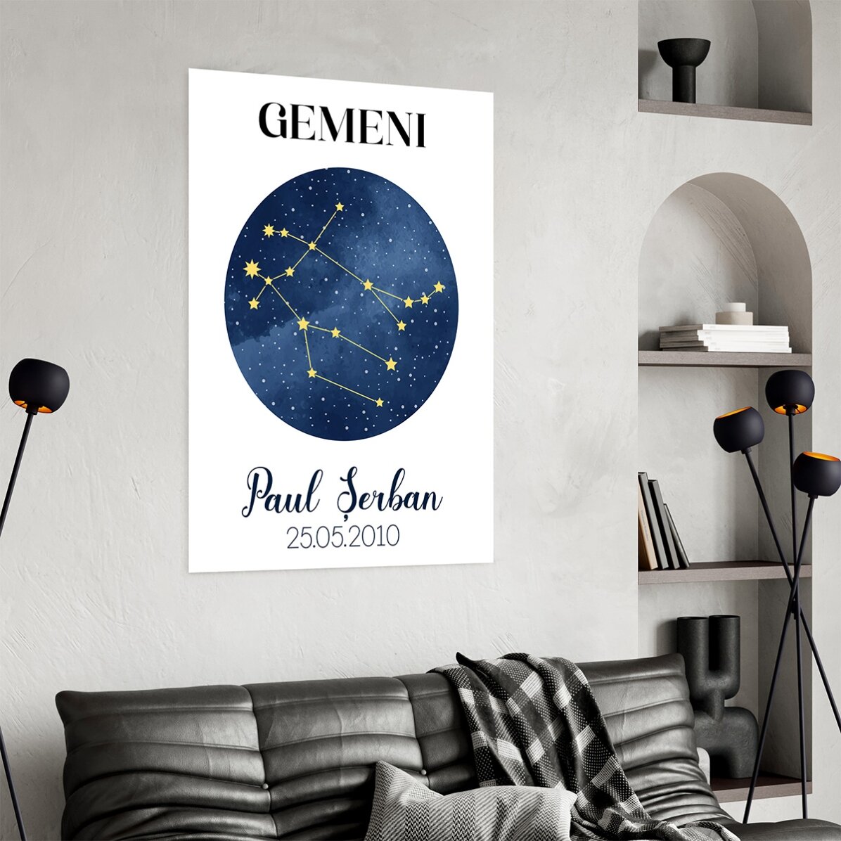 Poster personalizat cu text - Constelația zodiei Gemeni 