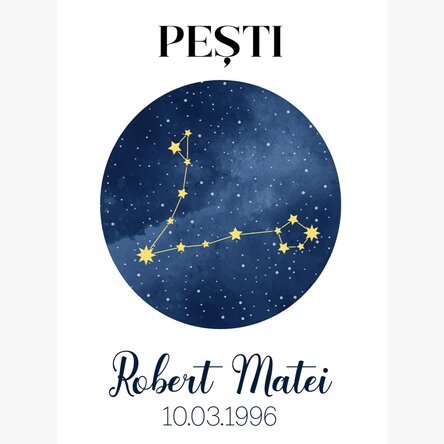 Poster personalizat cu text - Constelația zodiei Pești