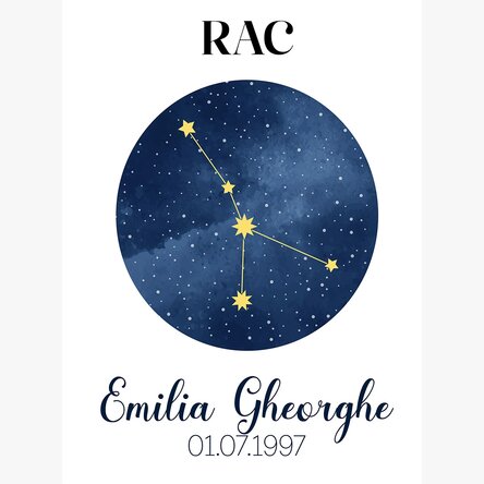 Poster personalizat cu text - Constelația zodiei Rac
