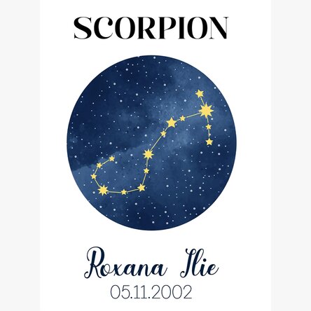 Poster personalizat cu text - Constelația zodiei Scorpion