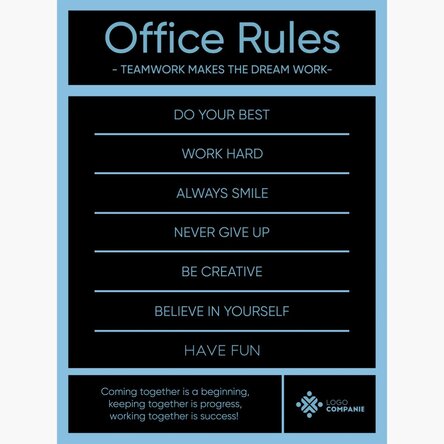 Poster personalizat cu text și logo - Office Rules