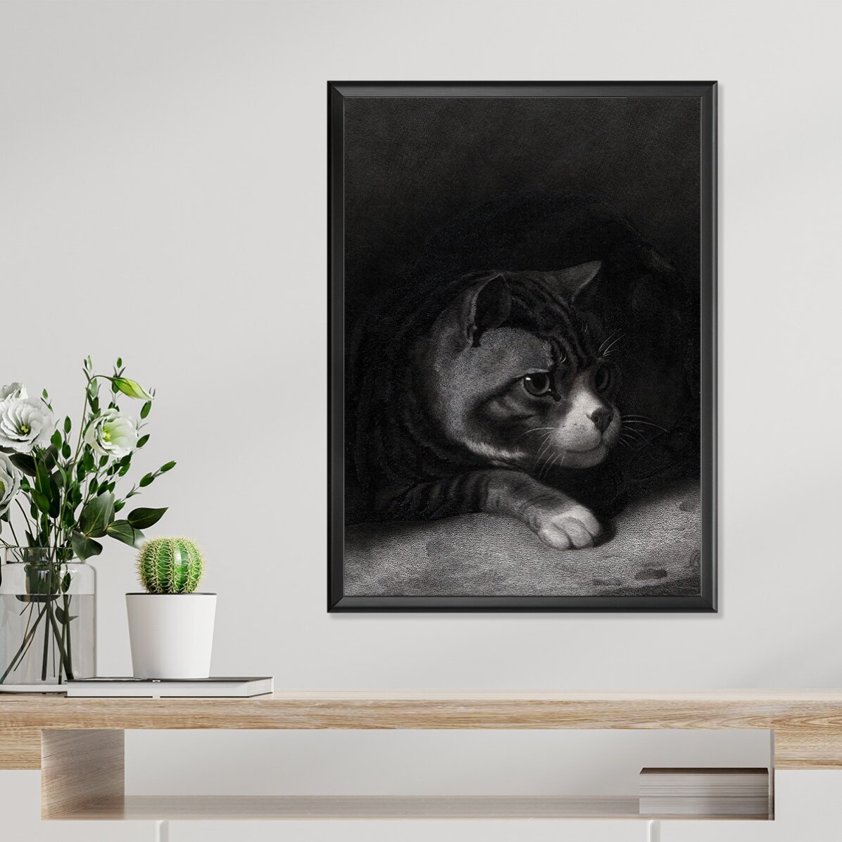 Poster William Gil, Pisică vigilentă privind prin umbre 1855