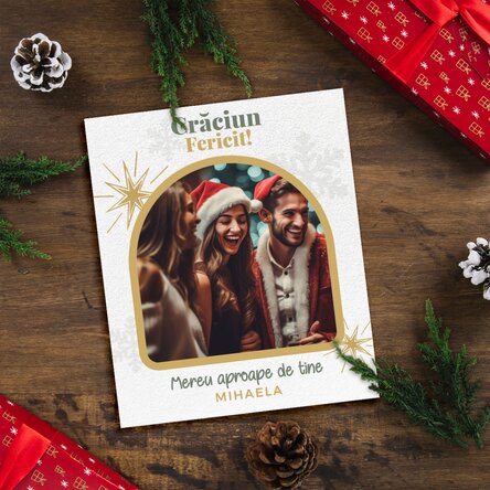 Poză 10x12 cm personalizată cu text și poză - Snowflakes & Stars