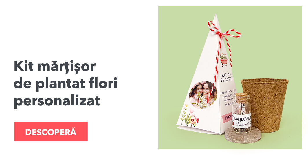 Kit-uri personalizate de plantat flori - mărțișor piramidă