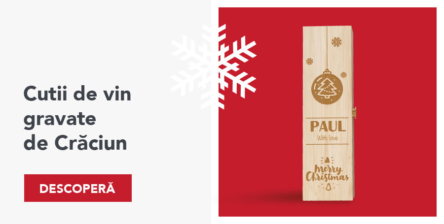 Cutii de vin gravate de Crăciun